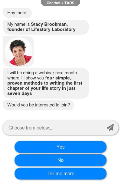 Life Story Training Chatbot - Webinar Registrationchatbot