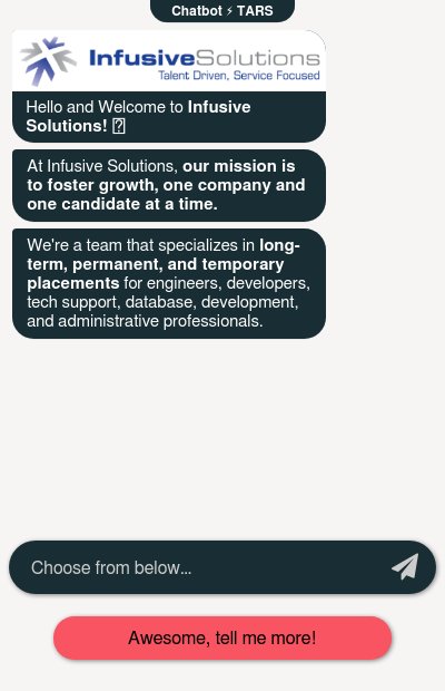 Chat for IT Staffing Firmchatbot